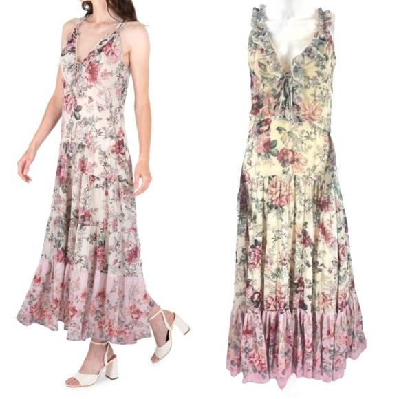 SECRET Mission Emmeline Romantic Floral Boho Chic Maxi Dress NEW Size Small NEW - Picture 4 of 13